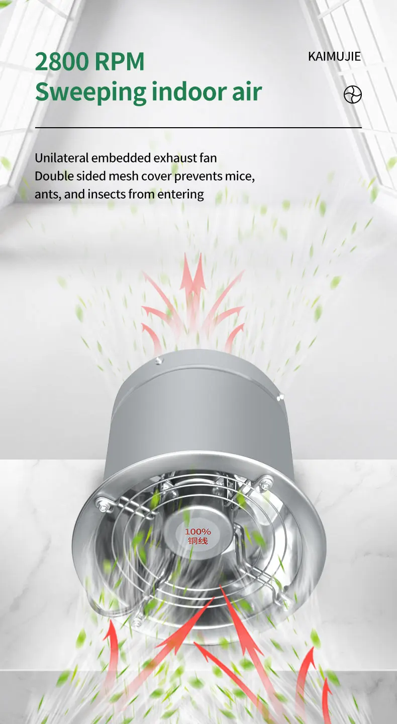 Wall-mounted High-speed Exhaust Fan, 130W, 220V, Stainless - detail 10