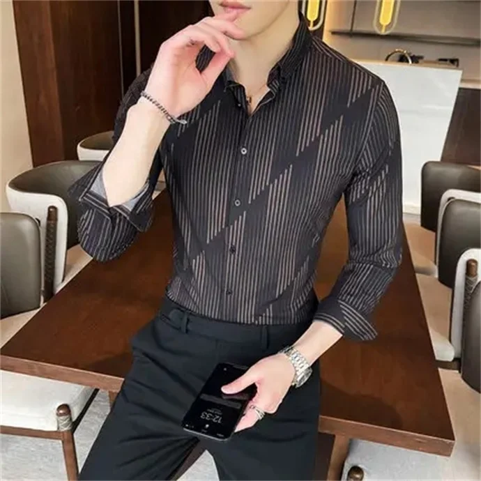 New Arrival Wholesale Summer Men's Anti-Wrinkle Long-Sleeved Non-Iron Business Professional High-End Shirt Solid Color