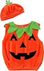 Most Popular Halloween Costumes For Kids Baby Pumpkin Costume Rompers Pumpkin Jumpsuit with Accessories