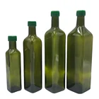 1 Bottle Oil Food Grade 250ml 500ml 750ml 1L Empty Square Antique Green Marasca 1 Liter Glass Bottle For Olive Oil