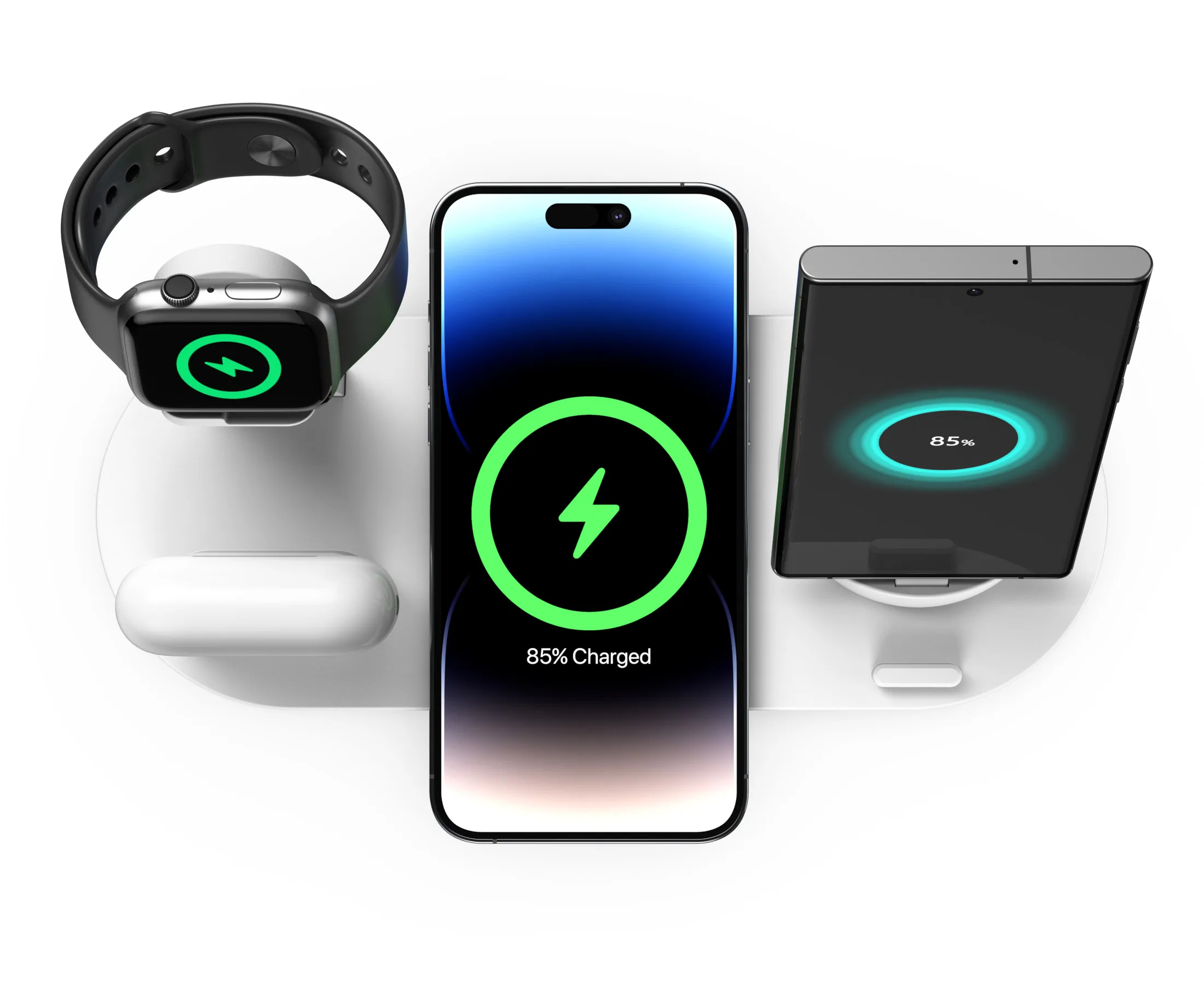 Portable 15w 10w Mobile Phone Wireless Charger Fast Charge 4 in 1 Stand for iPhone iWatch Airpods