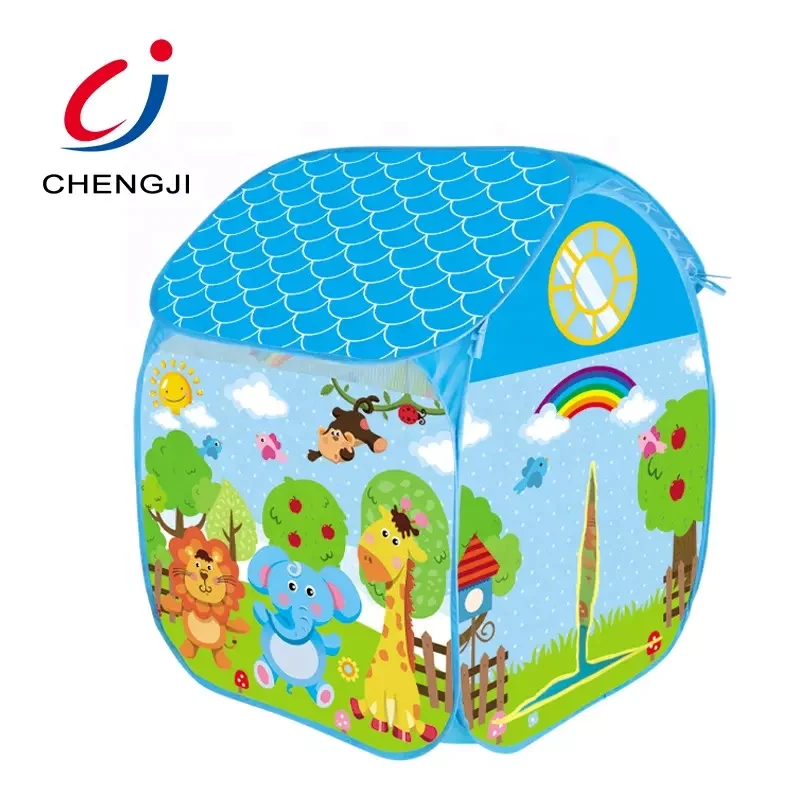 Chengji indoor portable foldable kids tent house playhouse 3 in 1 pop up play tent with tunnel for kids