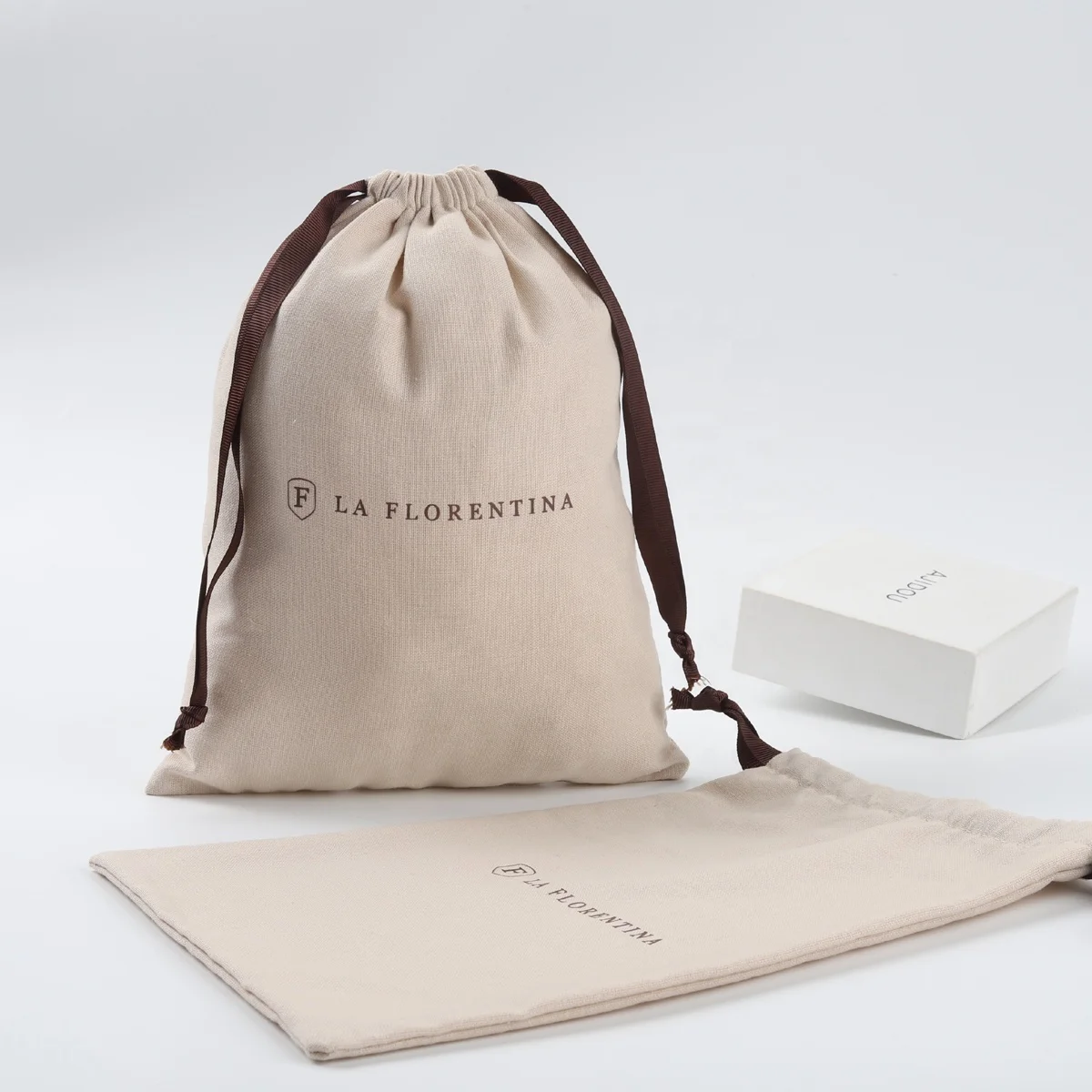 Hot Sale Coffee Cotton Linen Cosmetic Drawstring Gift Bag Organic Cotton Muslin Makeup Pouch