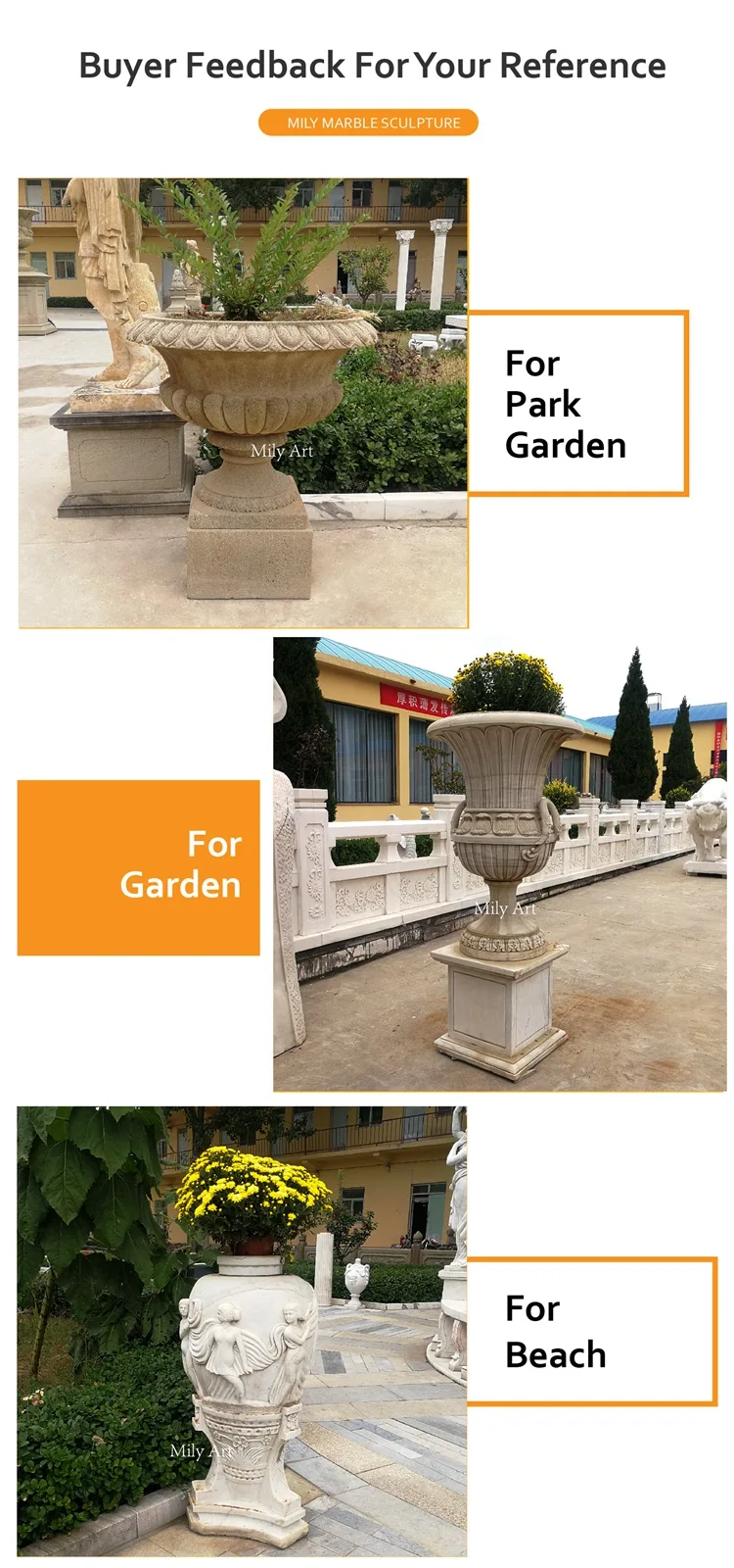  Large Marble Flower Pots Planters