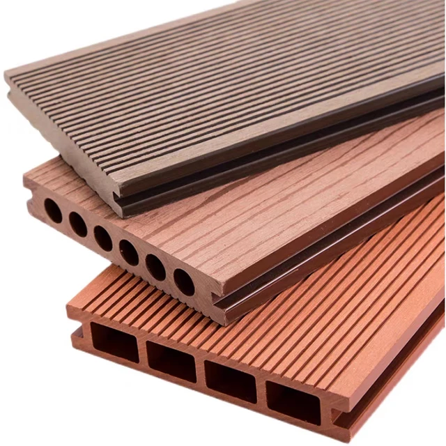 Capped WPC Decking Composite Flooring for Outdoor Durable Walnut and Maple Material with Brushed Technics