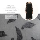 Fabric Elegant Soft Crepe Jacquard Cutting Motif Feather Fabric For Women Dress