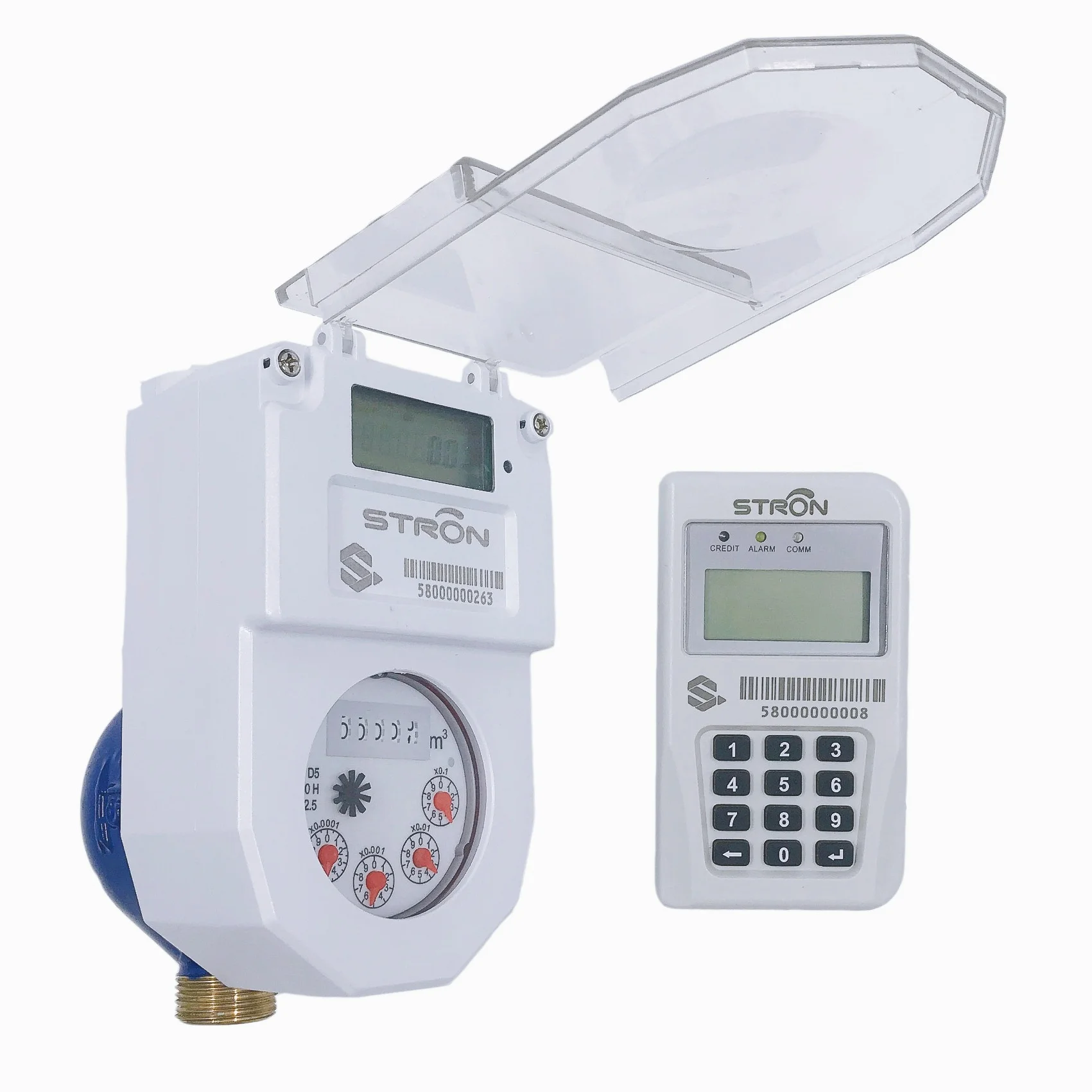 STS Standard Prepaid Water Meter with 1km Measurement Range 84 Flow Rate and Grey Color DN15 IP68