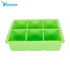 Ice Hot Sale Food Storage Freezer Mold 6 Cavities Square Silicone Ice Cube Tray With Lid