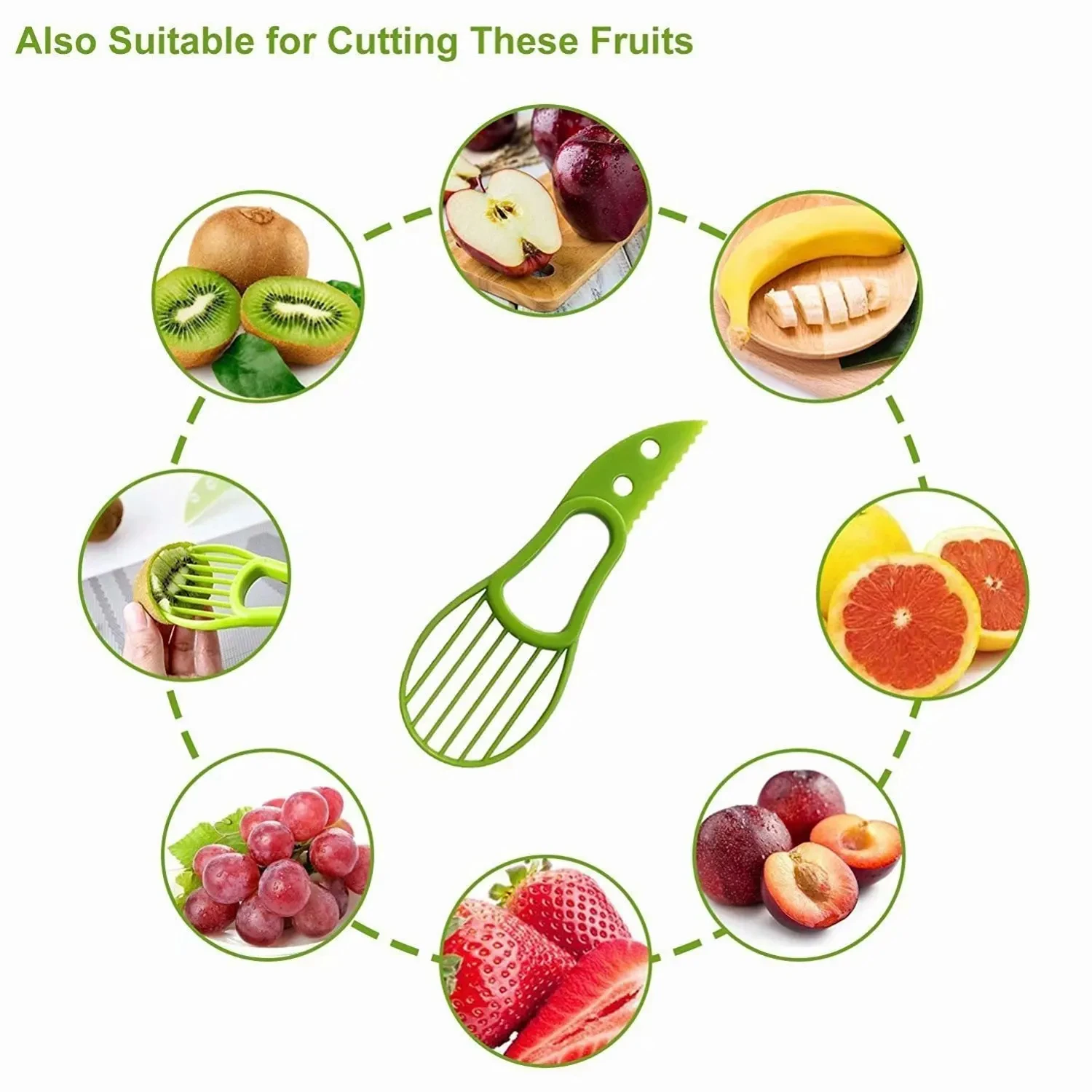 Kitchen Accessories Fruit Tools Avocado Cutter Peeler 3 in 1 Avocado Slicer