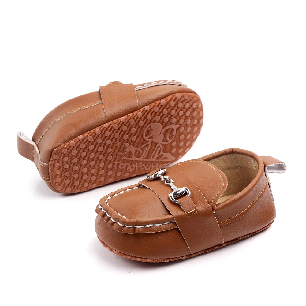 High Quality New Fashion Soft Bottom Infants Boys Girls Loafers Shoes Newborn Solid PU Leather Baby Casual Baby Moccasins factory