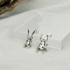 Pendant S925 Sterling Silver Rabbit Pendant Female Fashion Rabbit Bear Pendant DIY Accessories