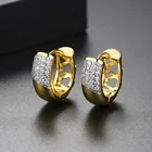 Hoop Fashion Gold Color Clear Stud Earrings Paved Micro A AA Cubic Zircon Ear Hoop Jewelry For Women
