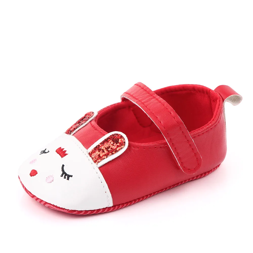 Cartoon Rabbit PU Leather Shallow Mouth Baby Girls Princess Shoes Soft Soled Toddler Shoes factory
