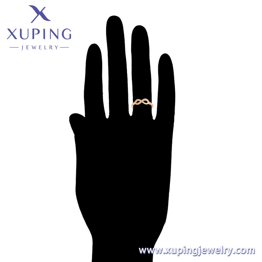 A00901412 xuping fashion Inverted 8 zircon metal diamond ring luxury simple ring jewelry women 18K gold color finger ring