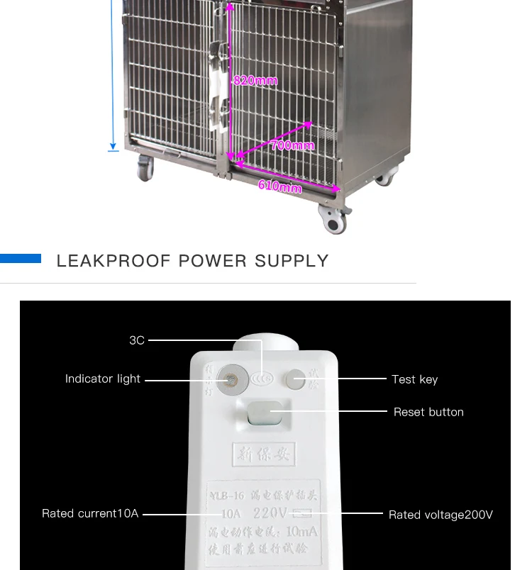 High Quality Thermostatic Stainless Steel Dog Pet Cages Houses Temperature Control & Oxygen Cabin