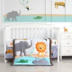 Bed Cartoon Animal Elephant Lion 100% Cotton Organic Cot Newborn Boy Nursing Bed Set Baby Crib Bedding Set