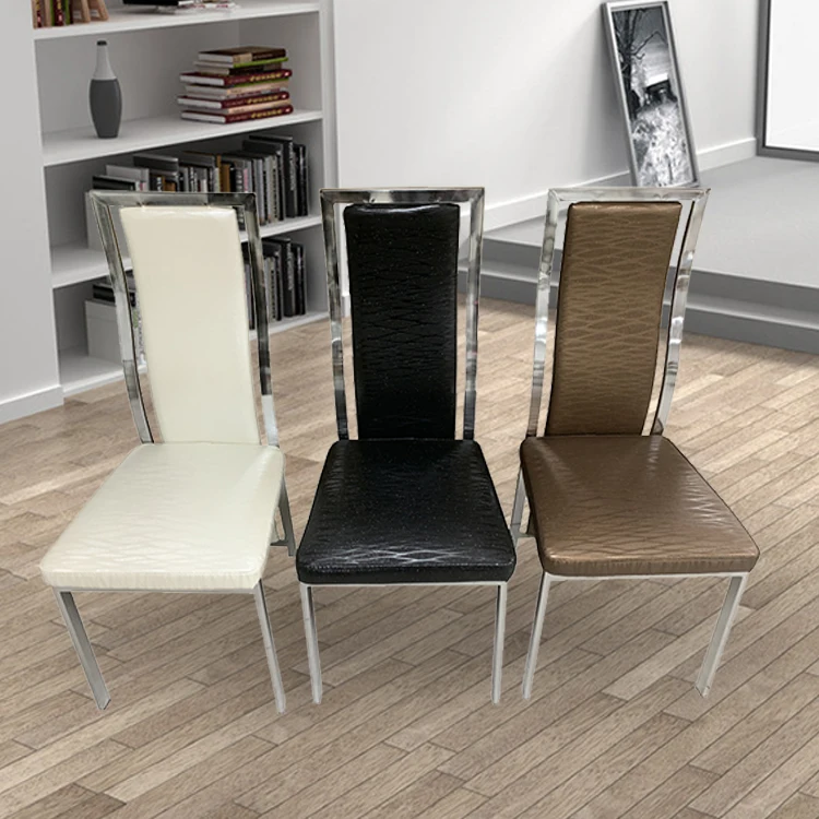 Free Sample Modern Design Dining Room Chairs Furniture Luxury Style Leather Dining Chair With Metal Legs