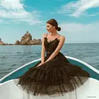 Tutu Skirt Women's Nude Pink/Black Tiered Layered Mesh Ballet Prom Party Tulle Tutu A-line Midi Skirt