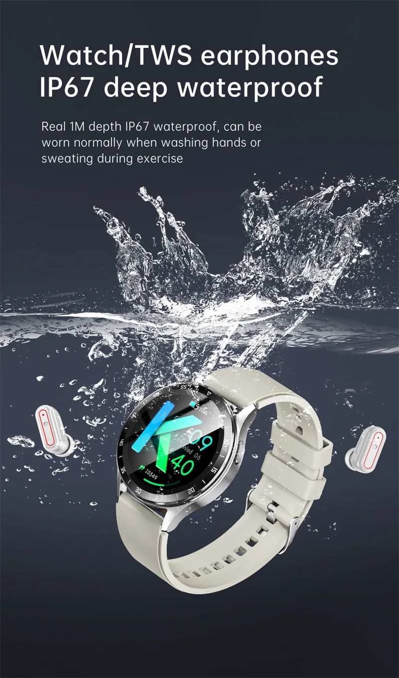 X10 2 in 1 Smart Watch with TWS Earbuds NFC IP67 Waterproof Fitness Tracker 1.39" HD Touchscreen Heart Rate SpO2 Monitor Sport Smartwatch for Men (3).jpg
