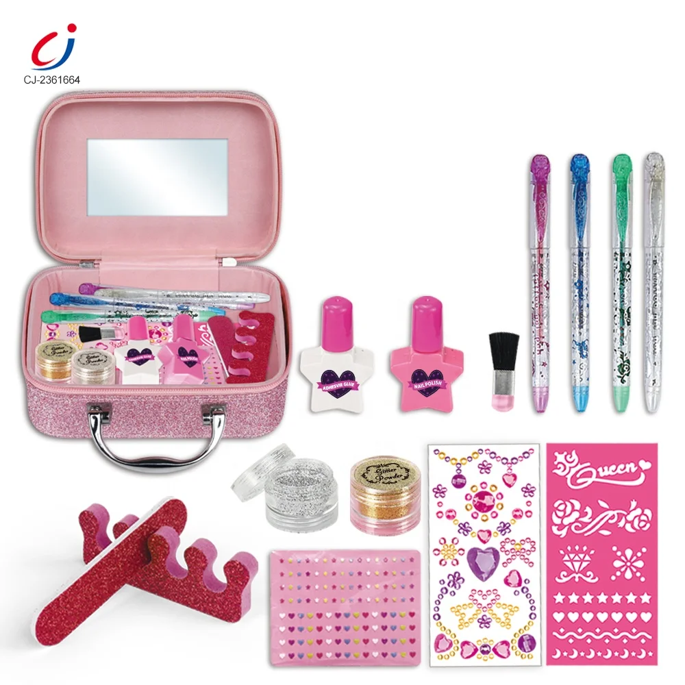 Chengji girl beauty toy children's pretend play dress up cosmetic toys girl makeup set toy kids makeup kit for kid with hand bag