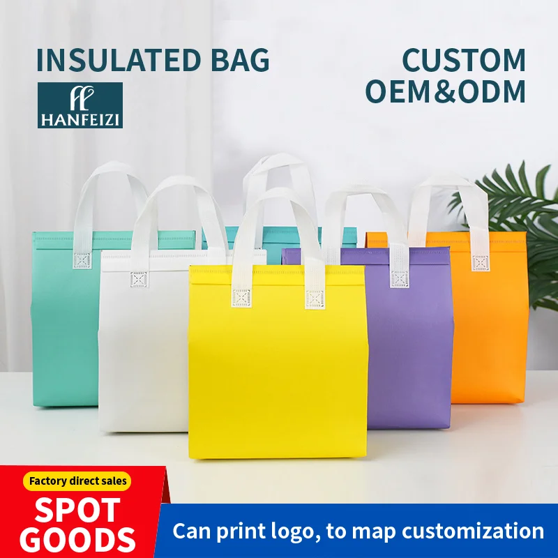 Custom OEM ODM Aluminum Film Insulated Thermal Nonwoven Bag Waterproof Tote Bag Lunch Cooler Bag for Food Delivery