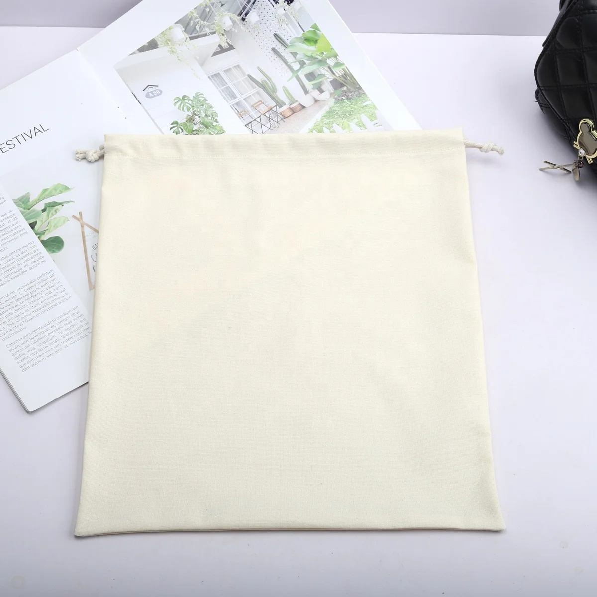 Hot Sale Large Cotton Linen Dust Bag For Packing Shopping Reusable Shoe Clothes Storage Dust Drawstring Muslin Pouch