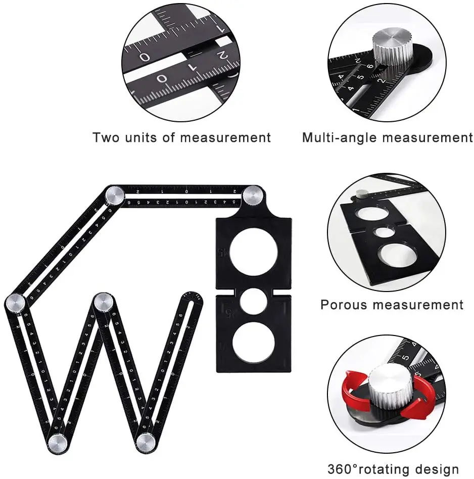 6-fold Aluminium Alloy Angle Finder Measuring Ruler Perforated Mold ...