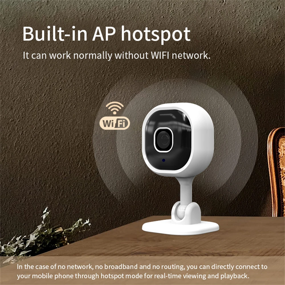 OEM Mini Wifi Camera Built-in AP HotpotsTwo-way Audio Night Vision IR Detection 128GB Memory Playback HD Security Camera