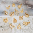 Charms JXX JDZ-24 24K Gold Plated Brass Hollow Flower Pendants Charms For Necklace Jewellery Making