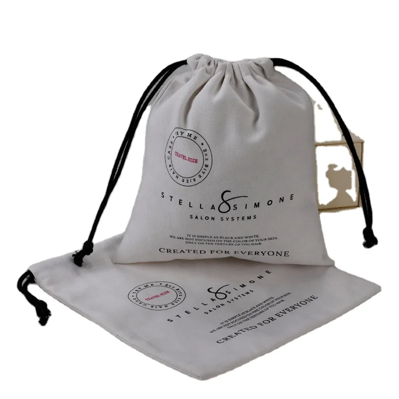 Promotional White Soft Twill Cotton Drawstring Bag For Cosmetic