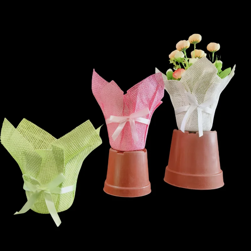 Colored Woven Paper Waterproof Film Flower Pot Cover Horticultural Flower Decoration Bag Handmade Potted Plant Protection Cover