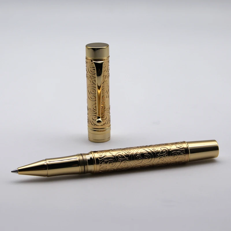 Hot Selling Modern Stationery Luxury Gold Pattern Rollerball Pen Design Pen Metal Roller Pen
