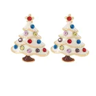 Rhinestone Jewelry Custom Popular Rhinestone Crystal Earings Jewelry Enamel Christmas Tree Women Earrings