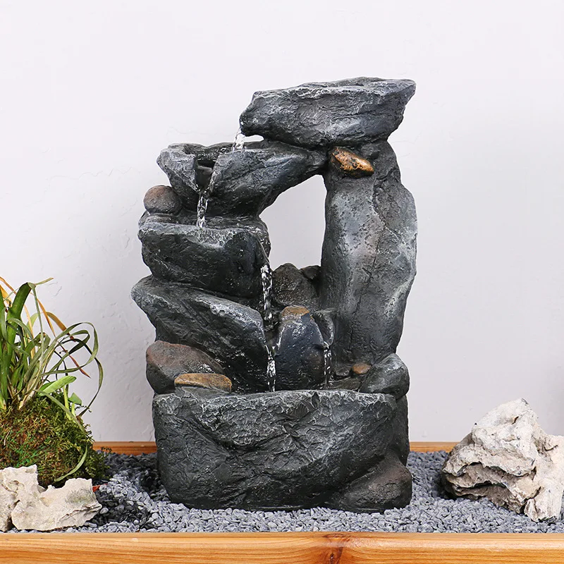 small waterfall fountain with led lamp