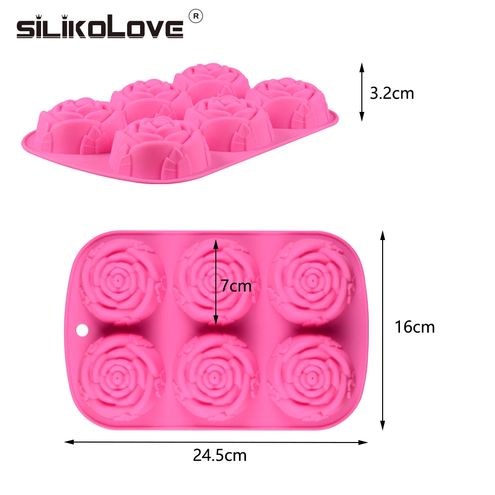 6 rose flower shape mold 100% food grade baking mould DIY cake silicone molds
