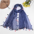 Long Shawl Wholesale Latest Promotion Price Beach Long Cotton Women Custom Scarf Shawl Ball Towel