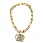 Jewelry Set Gold Plated Jewelry Set Crystal Heart Shape Pendant Chain Necklace With Earrings