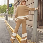 Knit Sweater Winter Winter Fashion Long Sleeve Colorblocking Round Neck Knit Clothing Women Sweater Suit