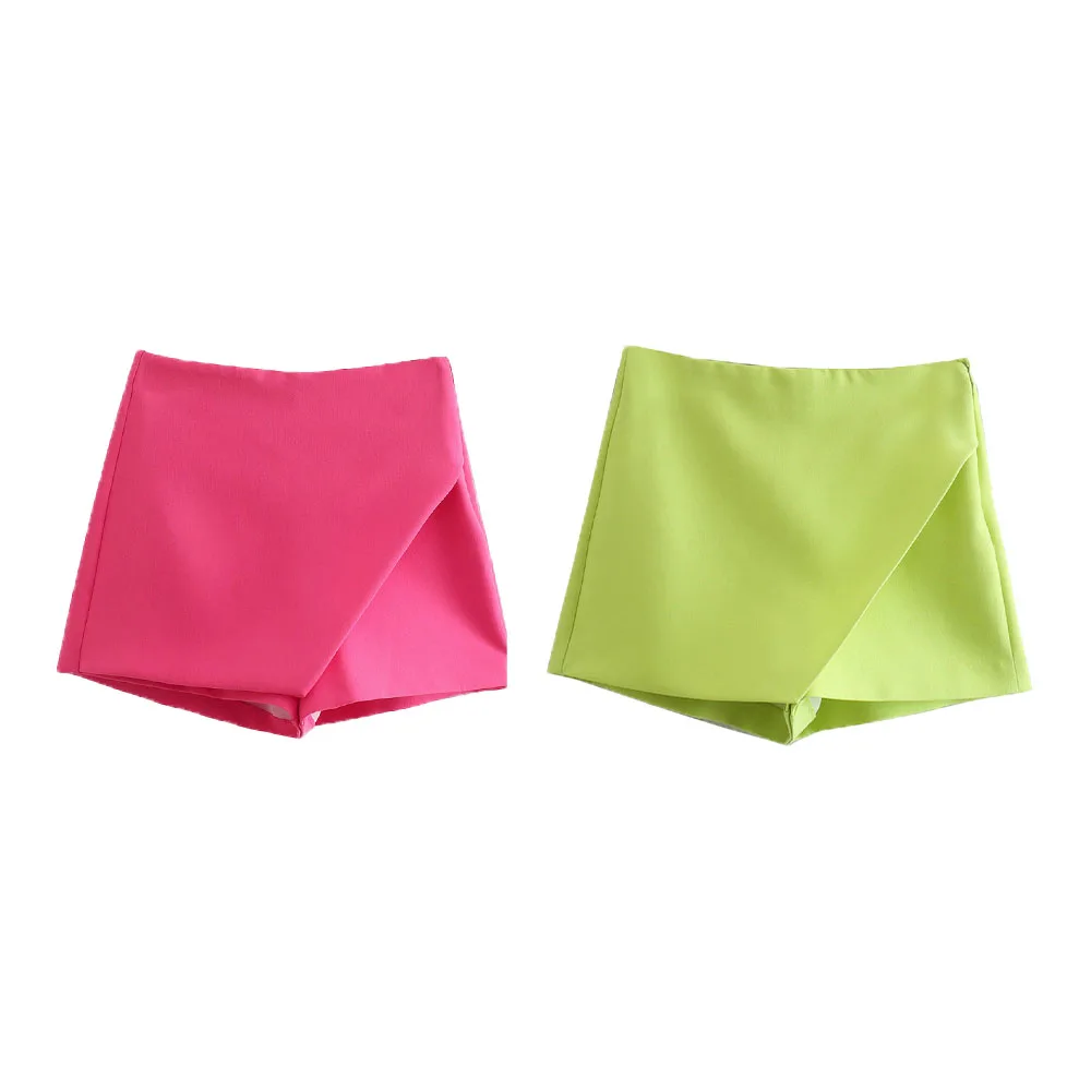 women's spring and summer new fashion two-color asymmetric mid-waist culottes Women's summer shorts