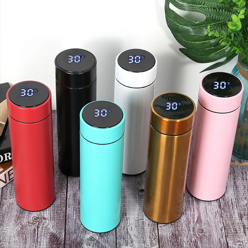 Eco-Friendly Smart Digital Display Water Bottle Modern Design Stainless Steel Vacuum Flask 500ml Capacity