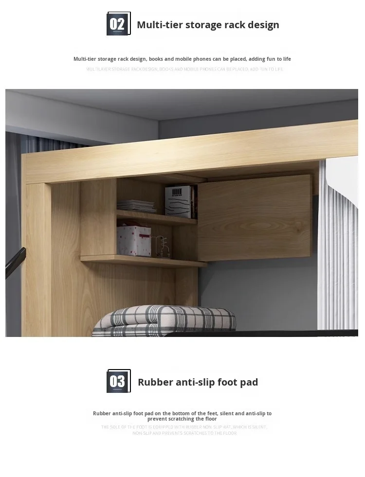 product space capsule bunk bed modern solid wood double layer school dormitory commercial apartment bed-6