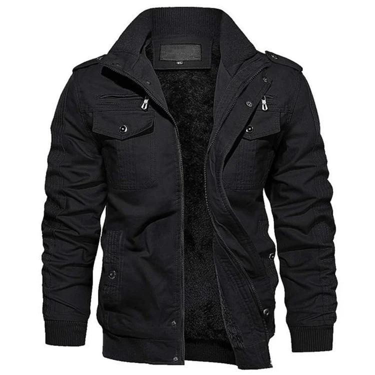 Cargo Windproof Winter Cotton Jackets Thick for Men & Mens Clothing Tactical Multi-Pockets Zipper Casual Workwear