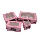 Custom Recyclable Art Paper Pink Bakery Cookie Cupcakes Pastry Box Packaging With PVC Window