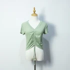 T-shirts Blank Wholesale In Stock V Neck Womens Short T-Shirts Casual Blank