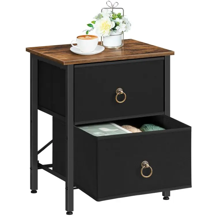 Wholesale Wooden Modern Rustic Black White Coffee Bedside Table Nightstand End Bed Side Table With Drawers Storage for Bedroom