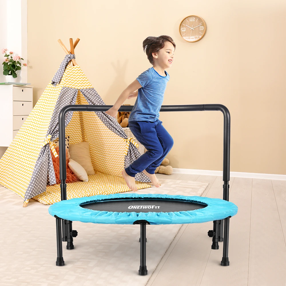 36-Inch Baby Trampoline with Adjustable Handle Mini Trampoline for Kids Toddler Trampoline with Safety Padded Cover Mini Trampoline Kids for Indoor or Outdoor Jump Sports 