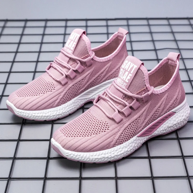 Latest Design Breathable Knitted Sport Shoes Casual women Sneaker Running Shoes