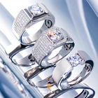 KRKC Luxury D Color VVS1 1 CT 3 CT 925 Sterling Silver Diamond Engagement Moissanite Ring For Men