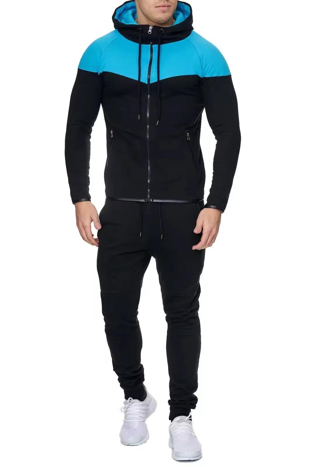 Men's Hooded Athletic Tracksuit Casual Full Zip Jogging SweatSuits