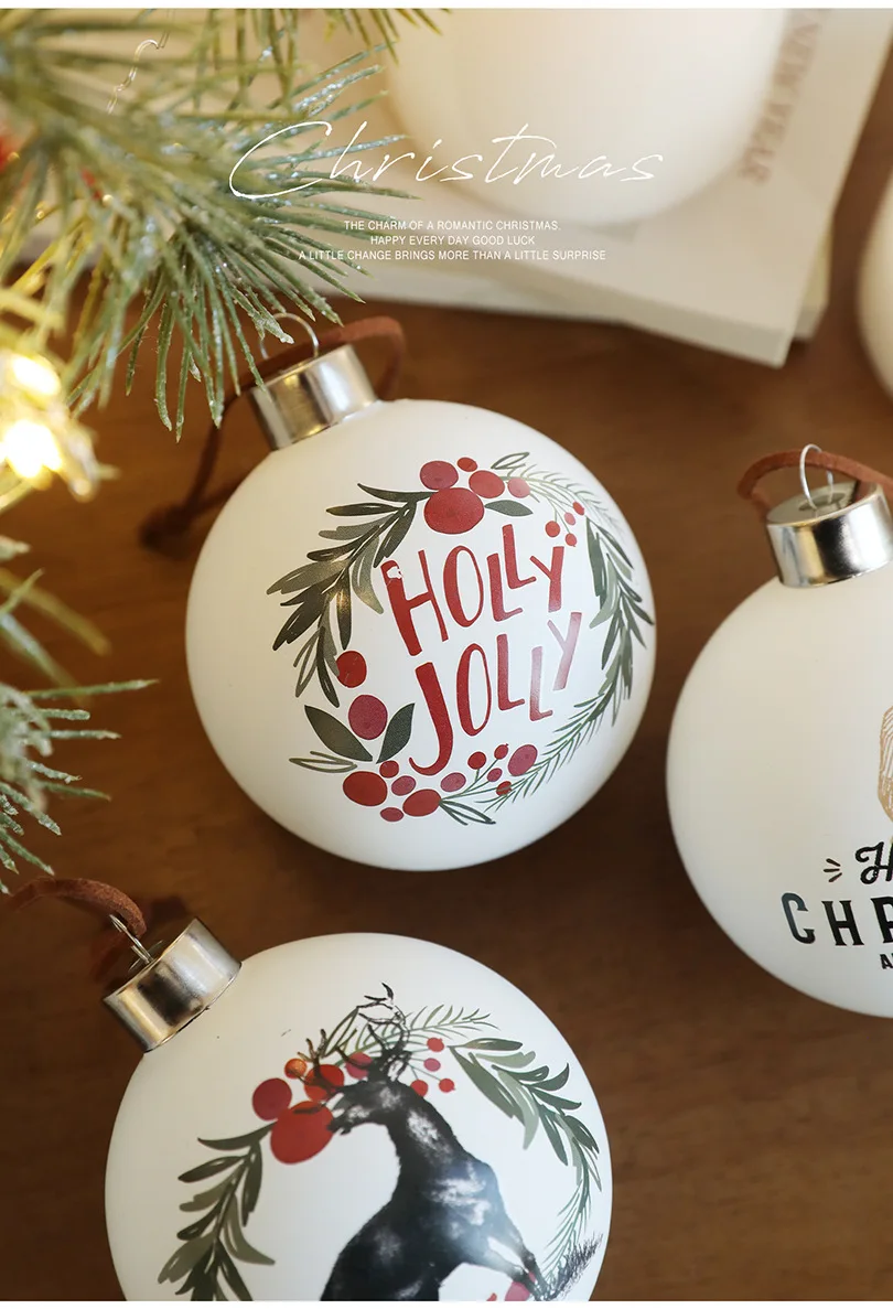product vintage neutral hanging baubles glass christmas balls christmas ball tree ornaments for winter holiday xmas tree decor-3